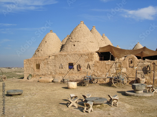 Mudbrick house in Harran  Turkey. Traditional mudbrick  beehive  house with cone-shaped roofs in Harran - ancient town in South-Eastern region of Turkey