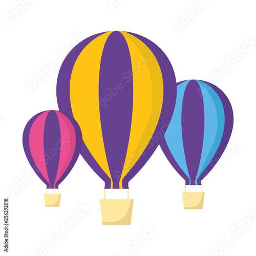three hot air balloons
