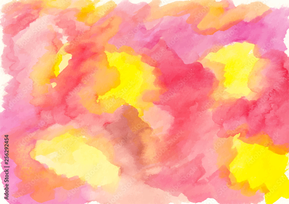 Warm watercolor aquarelle background in red and yellow tones