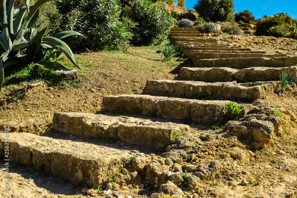Stone Staircase to Greek Temple of Juno in the Valley of Temples - Agrigento