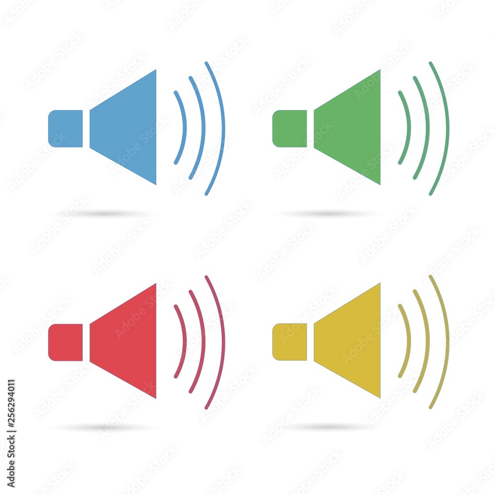 Four sound signs with different colors and shadow Four sound signs with different colors and shadow