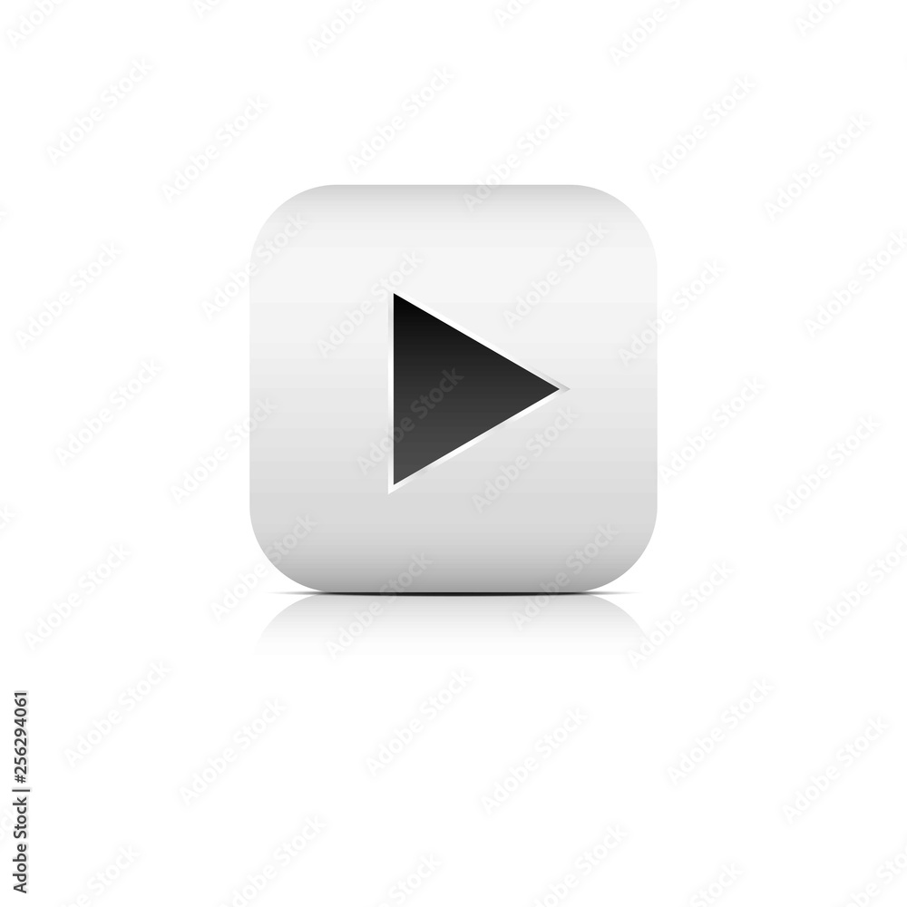 Play button with shadow on white background Play button with shadow on white background