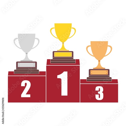 Three cups for the first, second and third place