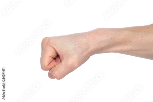 Φωτογραφία Male clenched fist, isolated on a white background