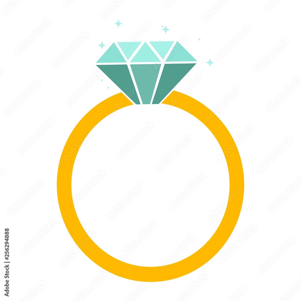 Ring with diamond and sparkle on a white background Ring with diamond and sparkle on a white background