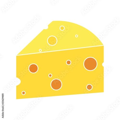 Cheese with holes on a white background