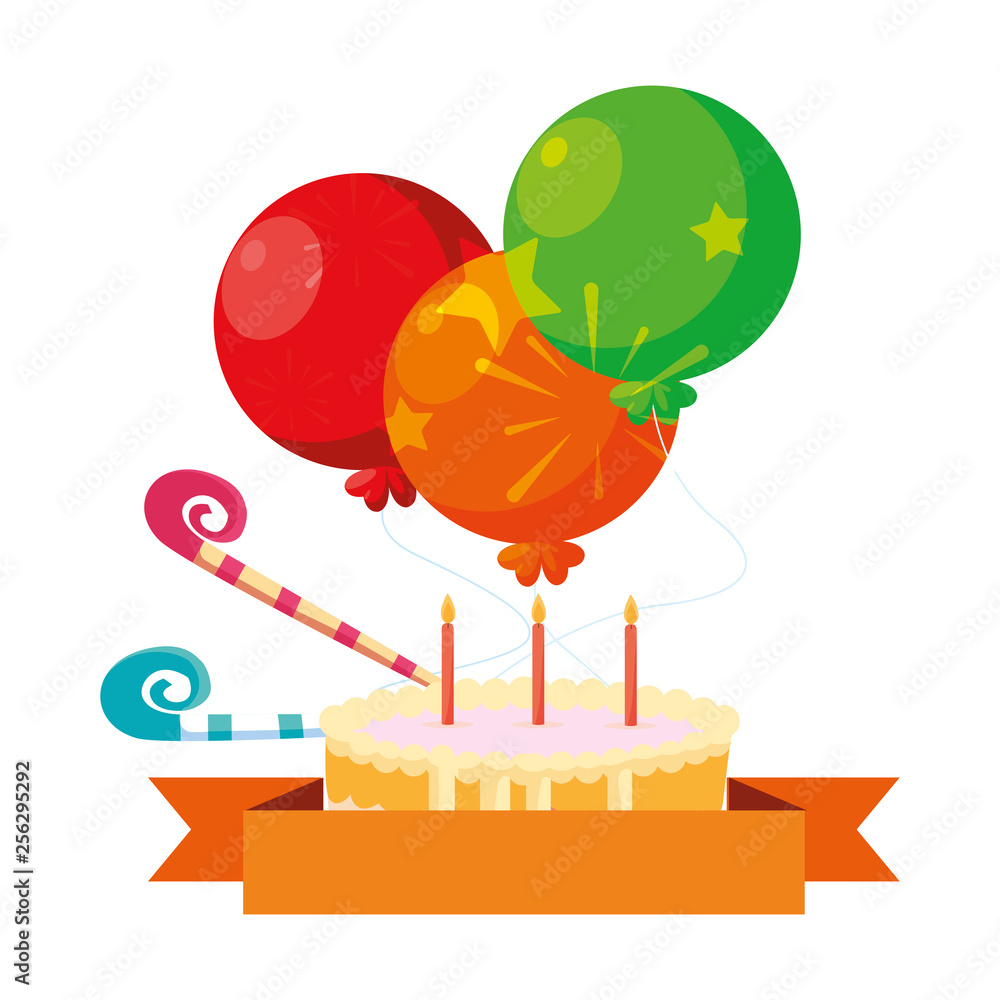 Obraz premium sweet cake birthday with balloons helium