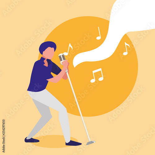 singer with microphone character