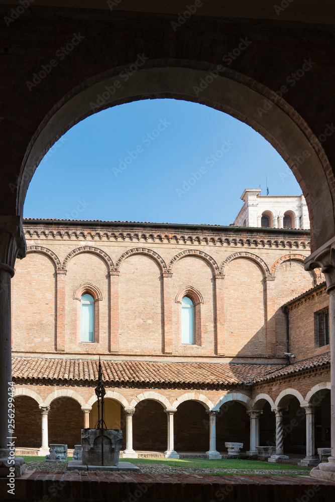 Cloister of San Romano in the cathedral museum of Ferrara, Italy