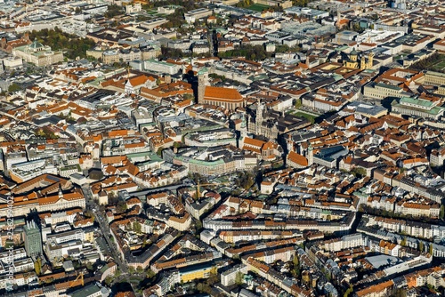 Aerial photo, view of city centre with old town, Munich, Upper Bavaria, Bavaria, Germany, Europe