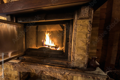 cabin warm fireplace