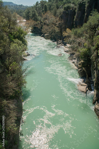 stream of the mountain river top view