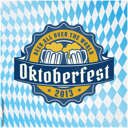 Vector craft beer logo on oktoberfest background