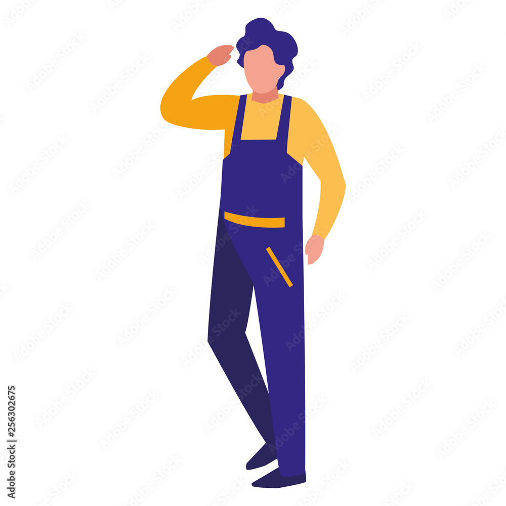 mechanic worker with overalls character