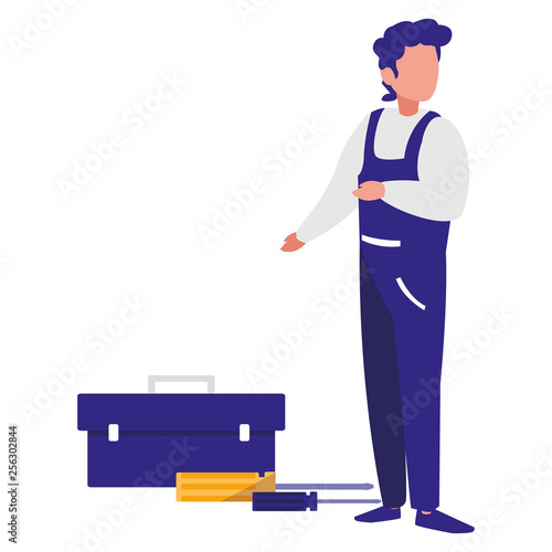 mechanic worker with toolbox
