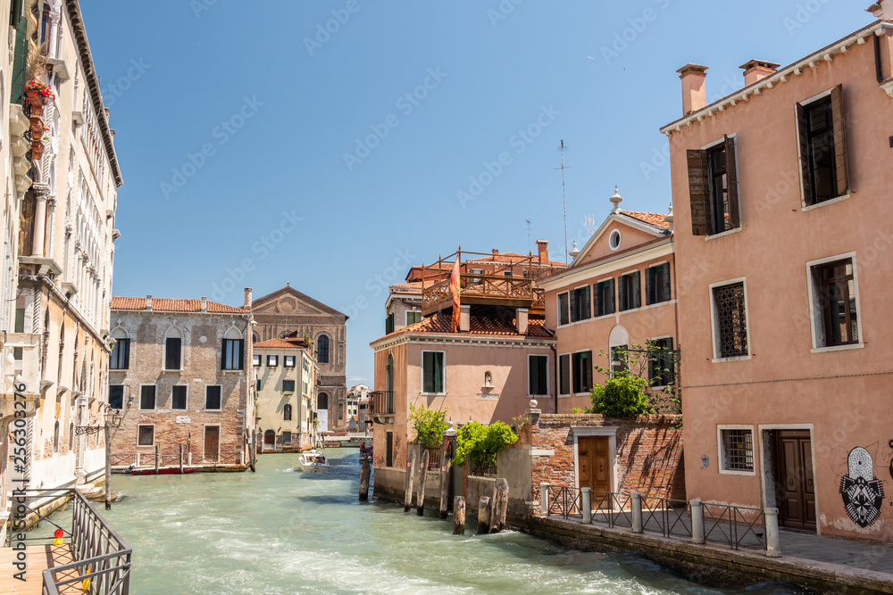Venice, Italy - June 2018 : Venice streets view, architecture details.