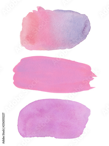 three watercolor abstract backgrounds of pink and lilac colors