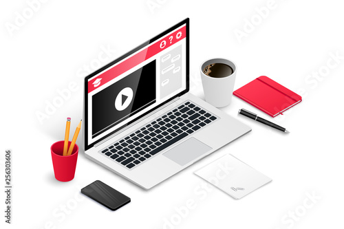 Isometric online education banner