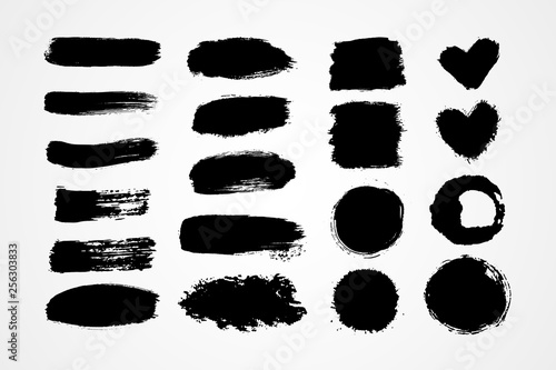 Hand drawn set brush strokes