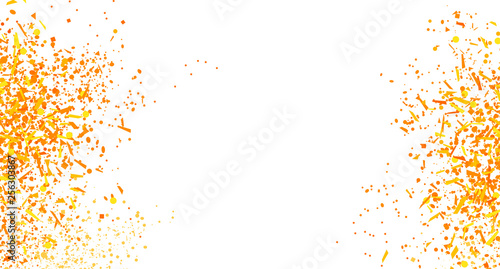 Confetti on isolated white. Bright explosion. Texture with falling geometric elements. Abstract background. Pattern for design. Print for polygraphy, banners, t-shirts and textiles. Greeting cards