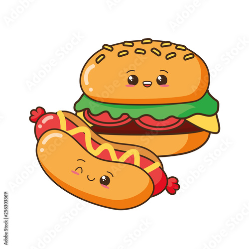 kawaii cartoon fast food
