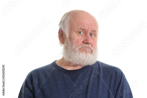 displeased old man, isolated on withe
