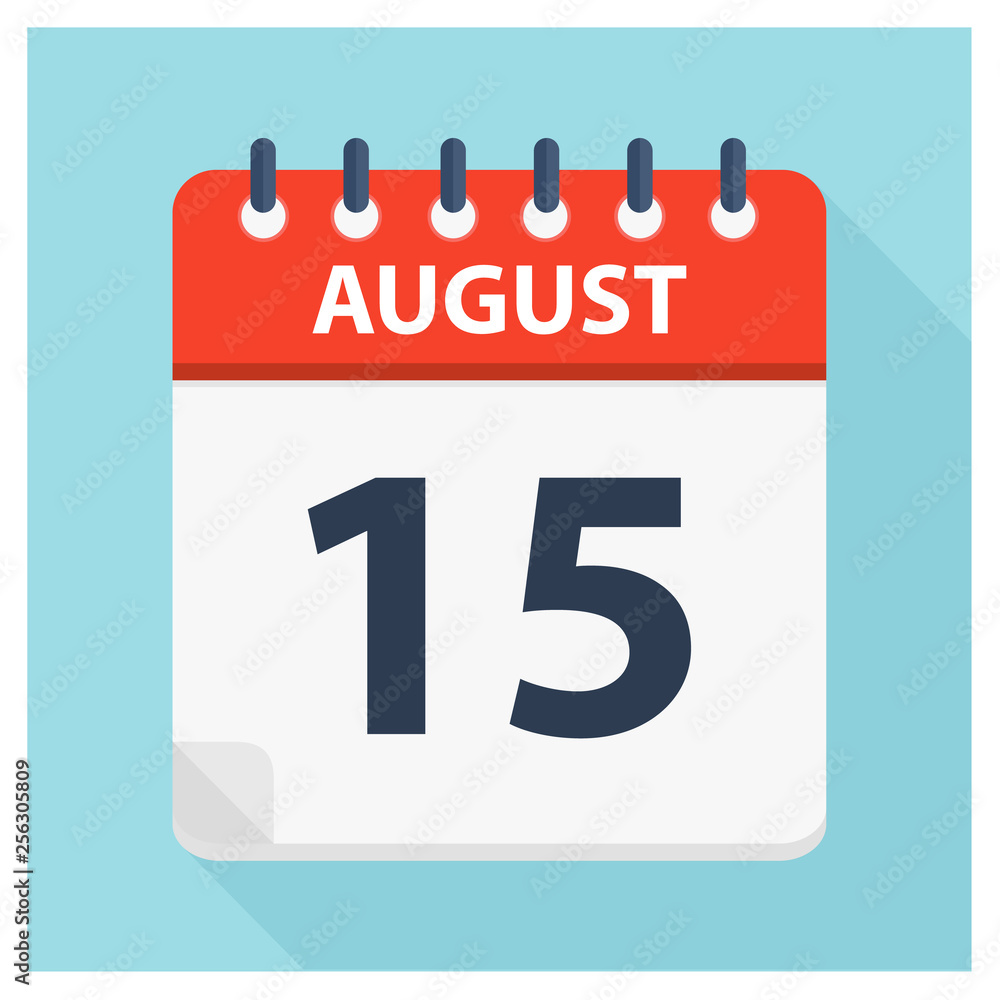 Fototapeta premium August 15 - Calendar Icon - Calendar design template