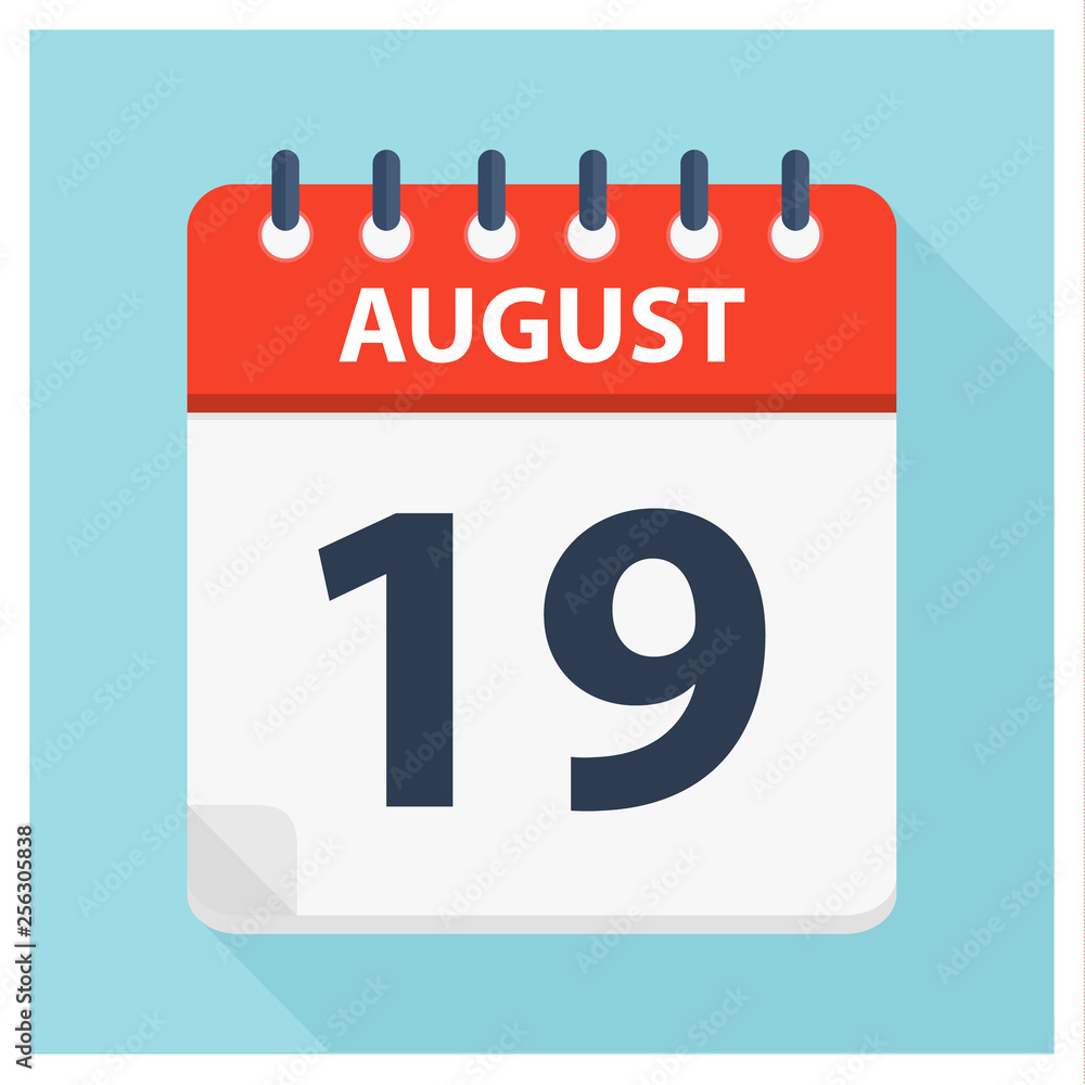 August 19 - Calendar Icon - Calendar design template August 19 - Calendar Icon - Calendar design template