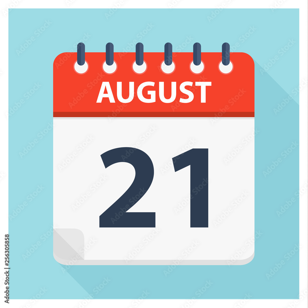 Fototapeta premium August 21 - Calendar Icon - Calendar design template