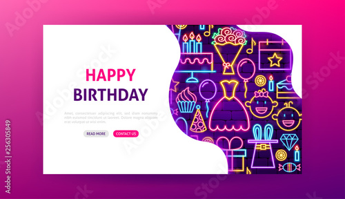 Happy Birthday Neon Landing Page