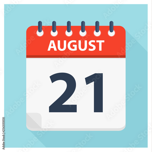 August 21 -  Calendar Icon - Calendar design template