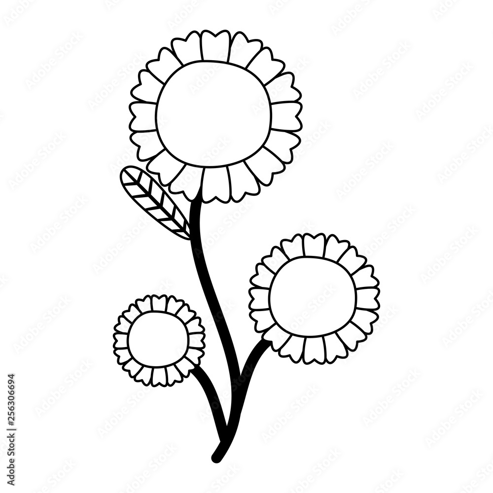 flower with stem and leaves flower with stem and leaves