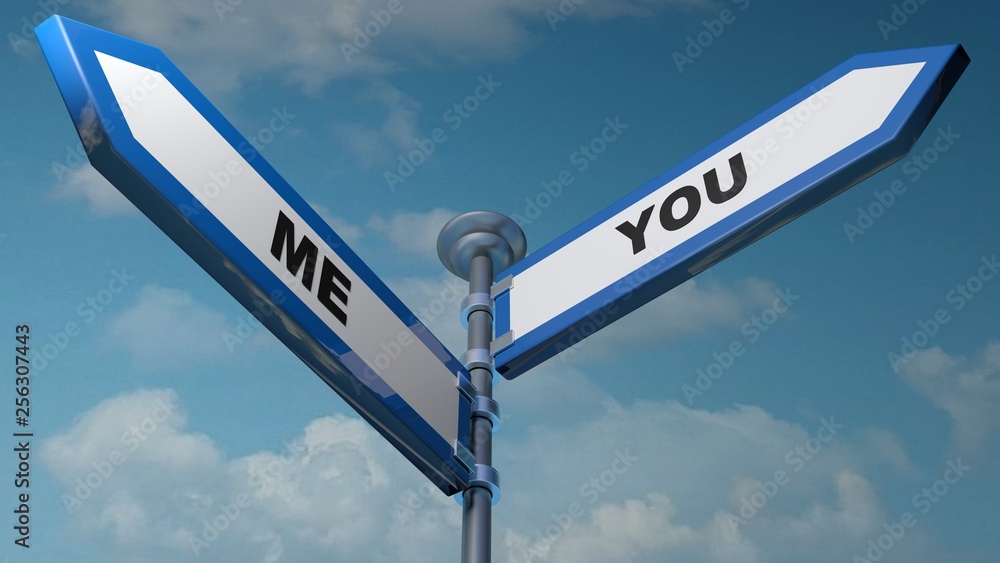 Fototapeta premium Me - You street signs - 3D rendering illustration