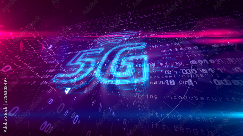 5G 5 generation network mobile symbol hologram 5G 5 generation network mobile symbol hologram