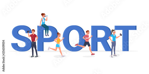 Sport big letters flat illustration