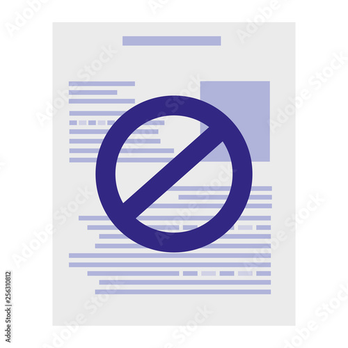 paper document with denied symbol