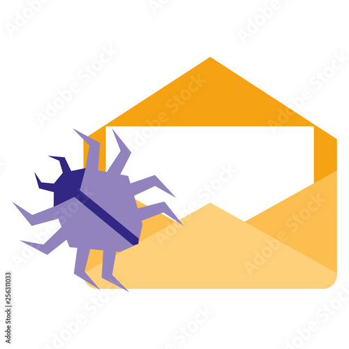 envelope mail with virus bug