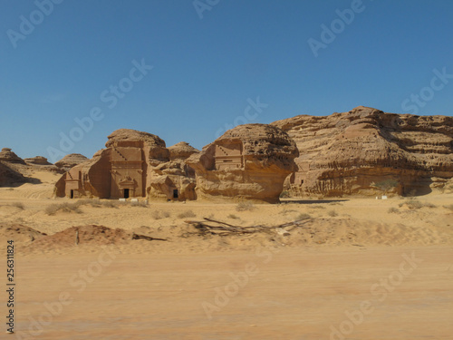 Madain Saleh  archaeological site with Nabatean tombs in Saudi Arabia  KSA 