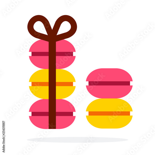 Macaroons vector flat material design isolated object on white background.