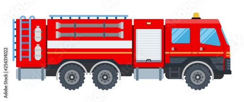 Fire engine vector flat design isolated object on white background.