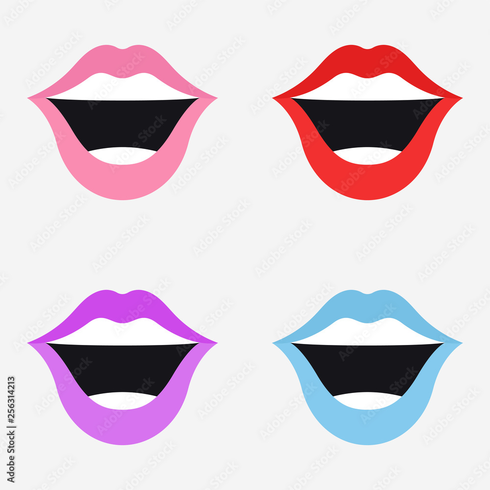 Lips and smile. Set of lips. Lips icon. Sexy lips. Vector illustration. EPS 10. Lips and smile. Set of lips. Lips icon. Sexy lips. Vector illustration. EPS 10.