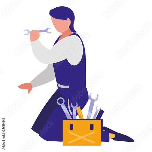 mechanic worker with toolbox