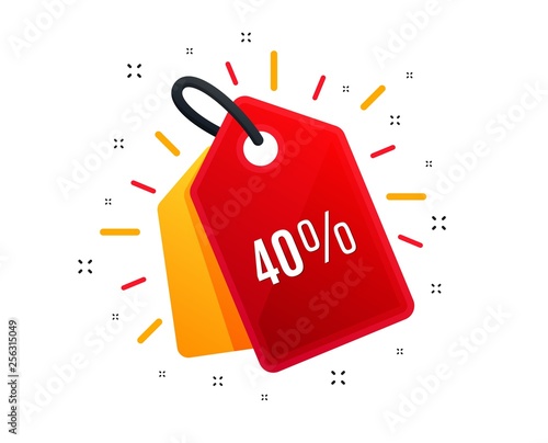 Sale tag. 40% off Sale. Discount offer price sign. Special offer symbol. Shopping banner. Market offer. Vector