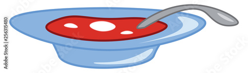 Borscht in a plate, vector color illustration.