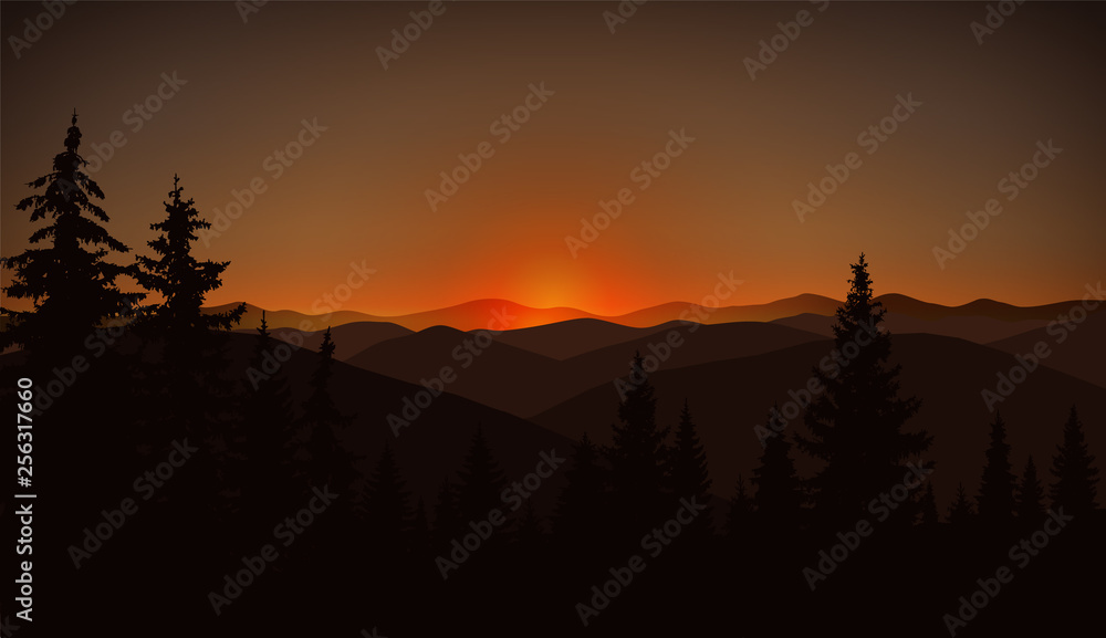 Mountain landscape. Brown shades. Sunset. Mountain landscape. Brown shades. Sunset.