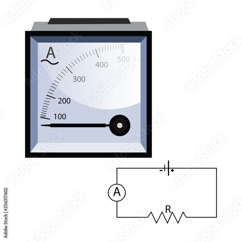 Minimalistic ammeter vector illustration on white background.