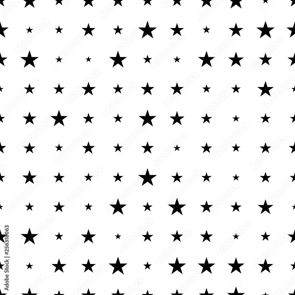 Fototapeta premium Abstract seamless pattern with halftone stars. Geometric background. Screen print. Vector illustration.