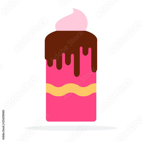 Berry cake with chocolate vector flat material design isolated object on white background.