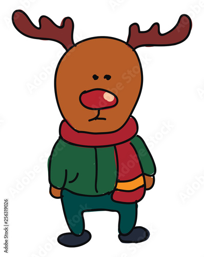 A deer wearing green trousers vector or color illustration