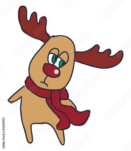 A deer with green eyes vector or color illustration